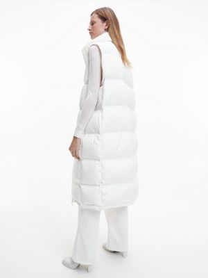 white seamless down maxi gilet for women calvin klein