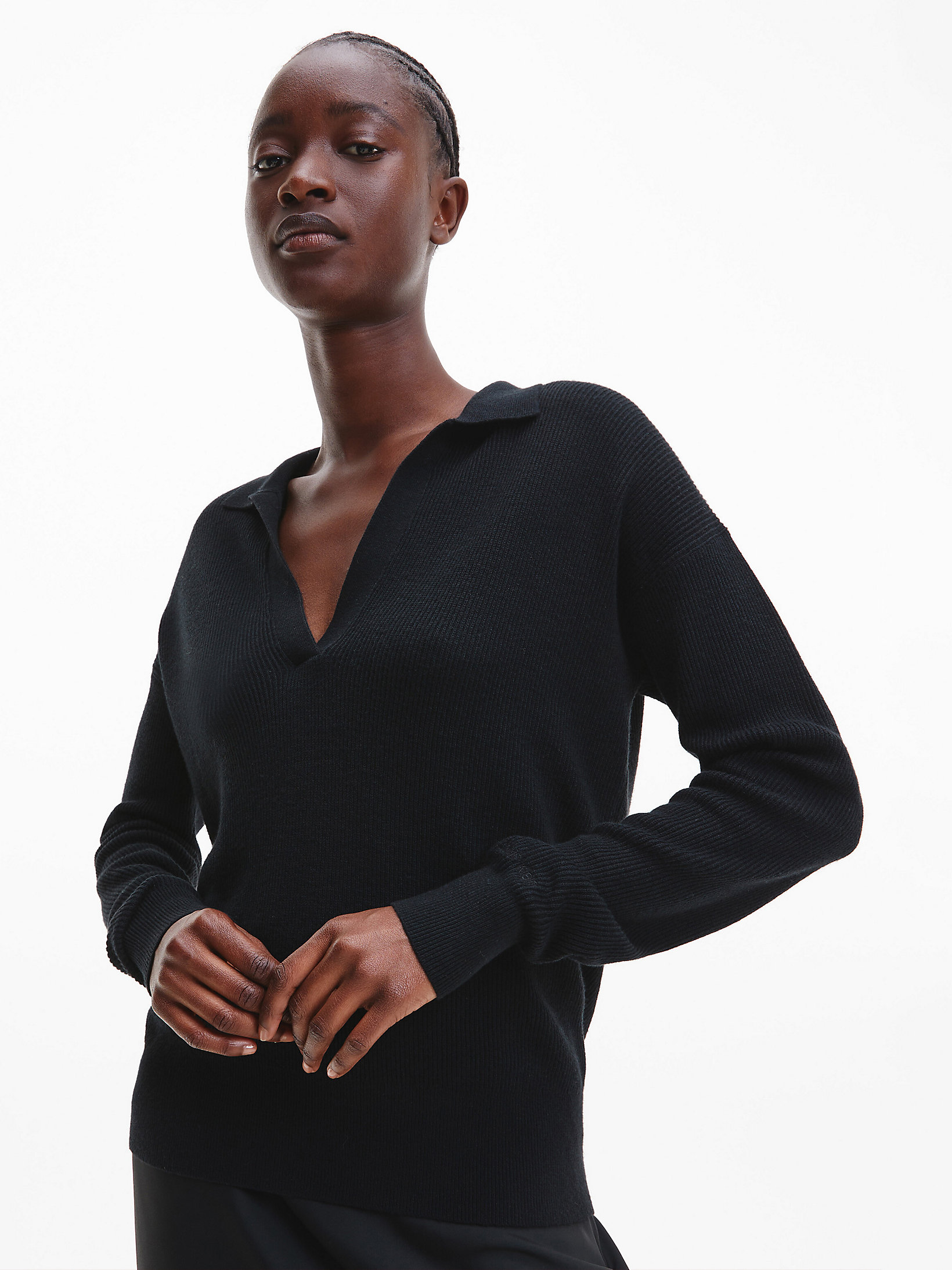 CK Black Relaxed Ribbed Jumper undefined women Calvin Klein