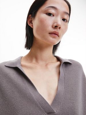 DESERT BROWN Relaxed Ribbed Jumper for women CALVIN KLEIN