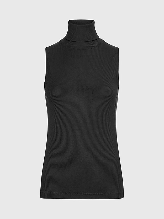 CK BLACK Top bez rękawów z wywijanym dekoltem ze ściągaczowego materiału dla Kobiety CALVIN KLEIN