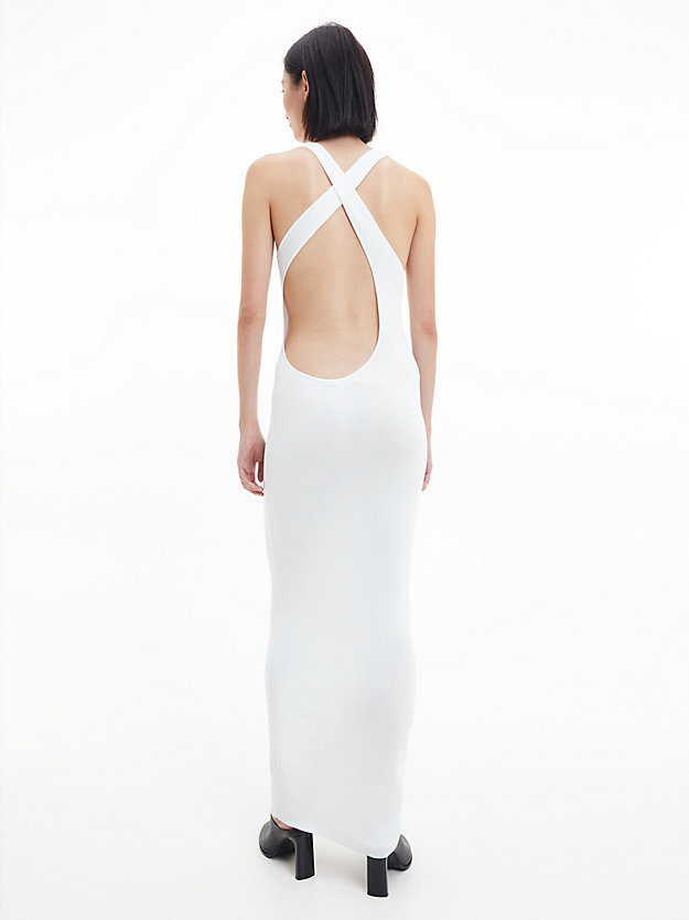 BRIGHT WHITE Slim Plunge Back Dress for women CALVIN KLEIN