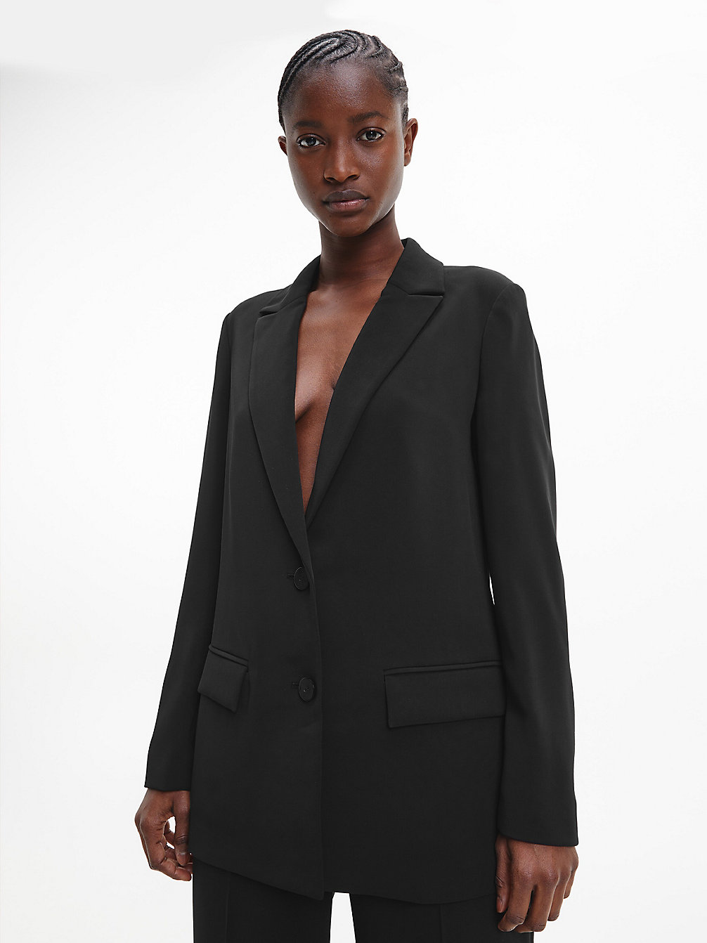 CK BLACK Crepe Single-Breasted Blazer undefined women Calvin Klein