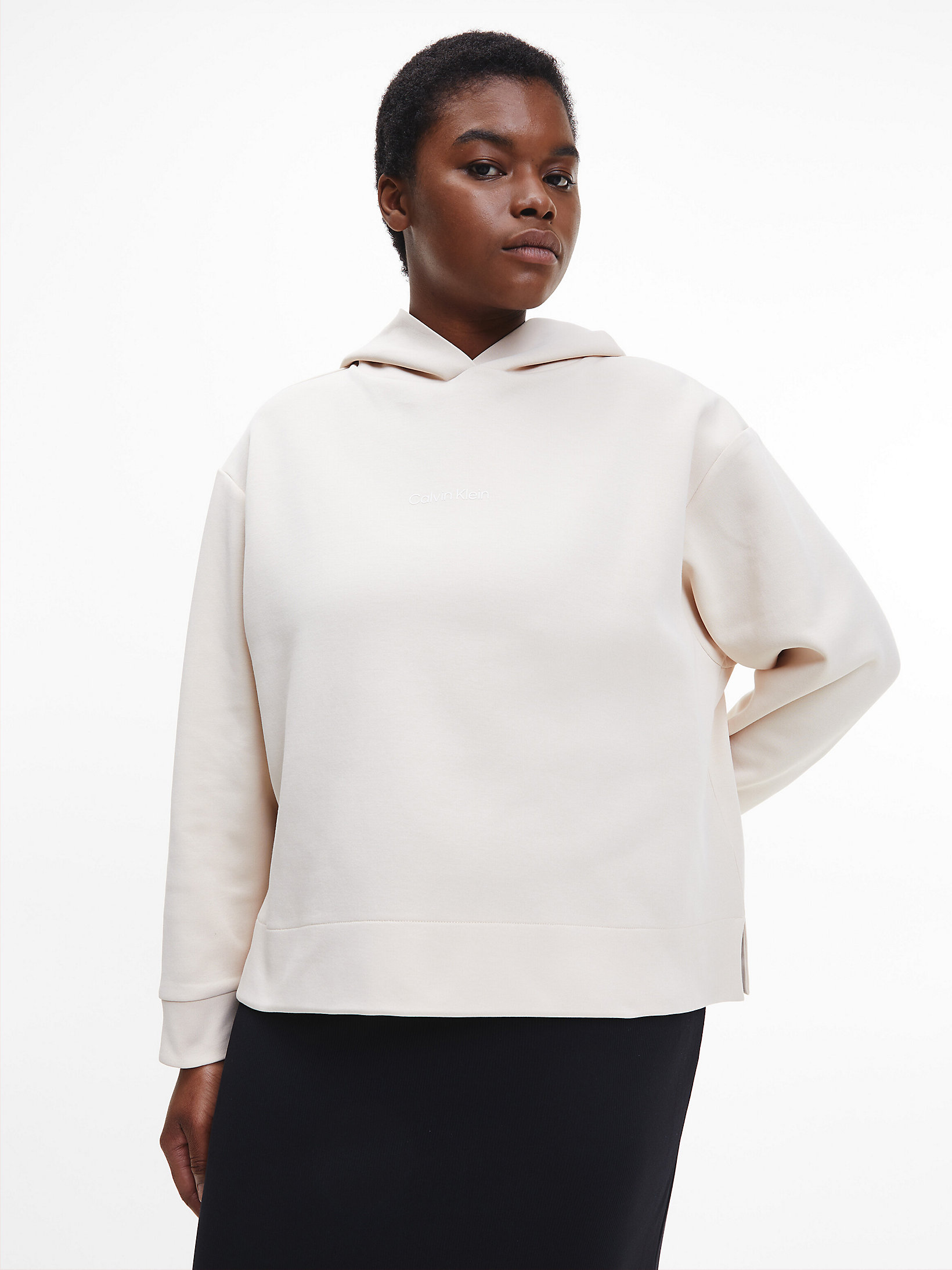 Tuscan Beige Plus Size Recycled Hoodie undefined women Calvin Klein