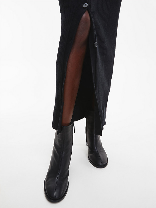 CK BLACK Vestido de canalé de lyocell y lana de mujer CALVIN KLEIN