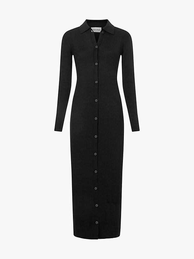 CK BLACK Wool Lyocell Ribbed Dress for women CALVIN KLEIN