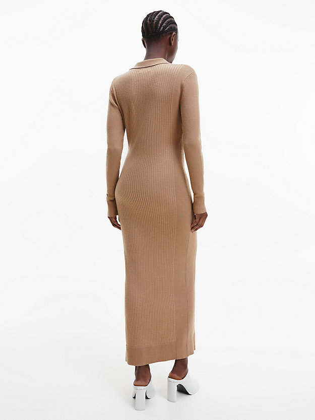 SAFARI CANVAS Wool Lyocell Ribbed Dress for women CALVIN KLEIN