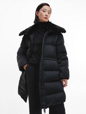  satynowy płaszcz puchowy dla kobiety - calvin klein