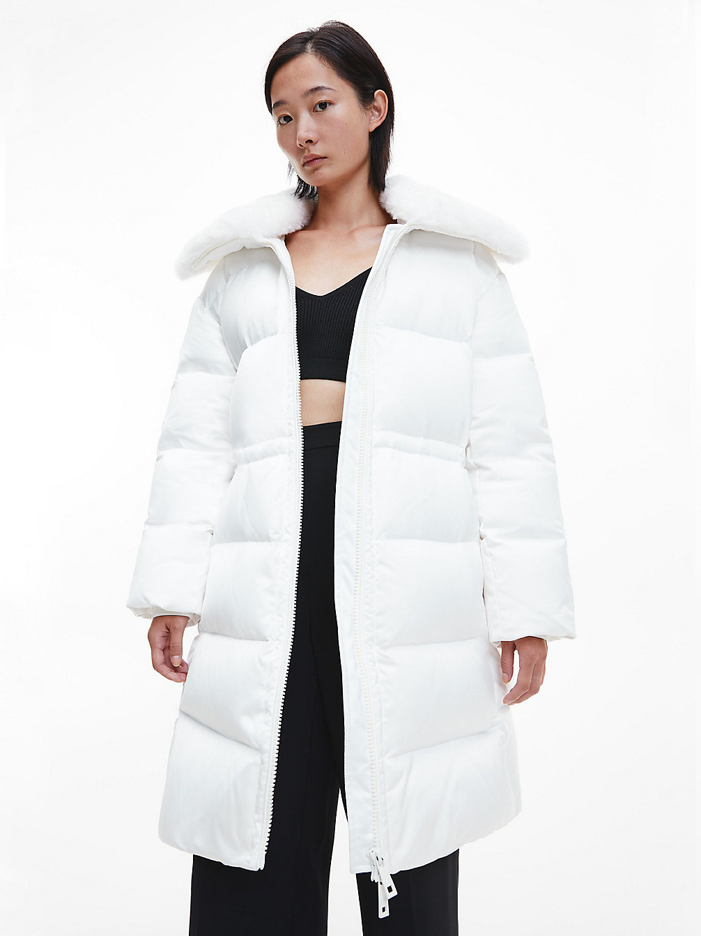 ECRU Satin Down Puffer Coat undefined women Calvin Klein