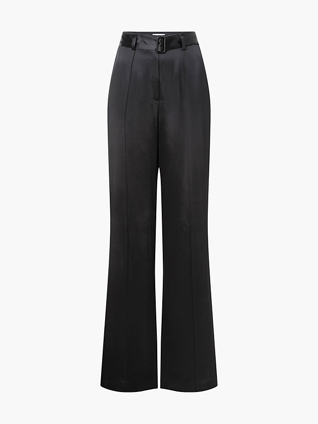 black wide leg satin trousers for women calvin klein