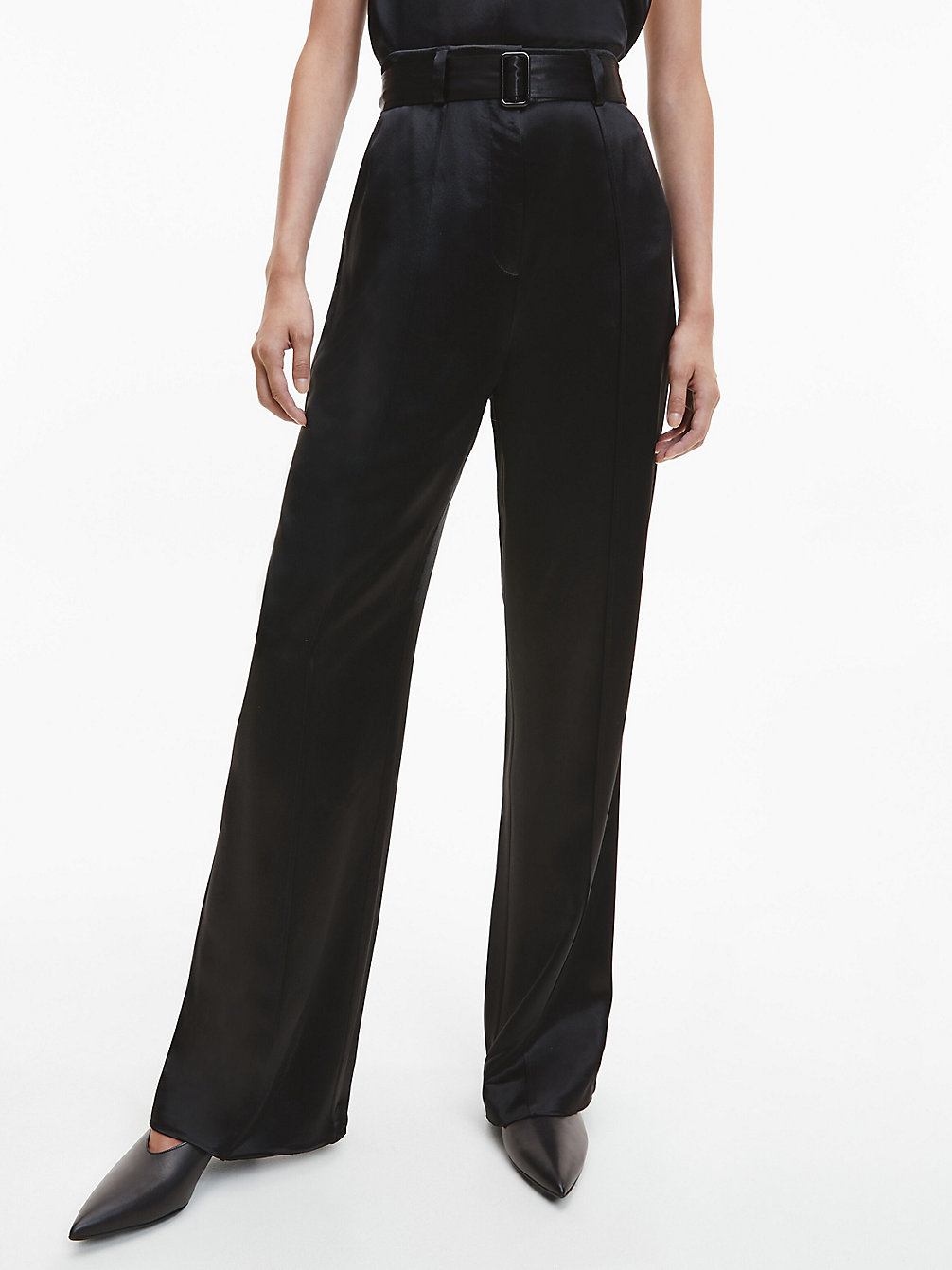 CK BLACK Pantaloni Gamba Larga In Raso undefined donna Calvin Klein