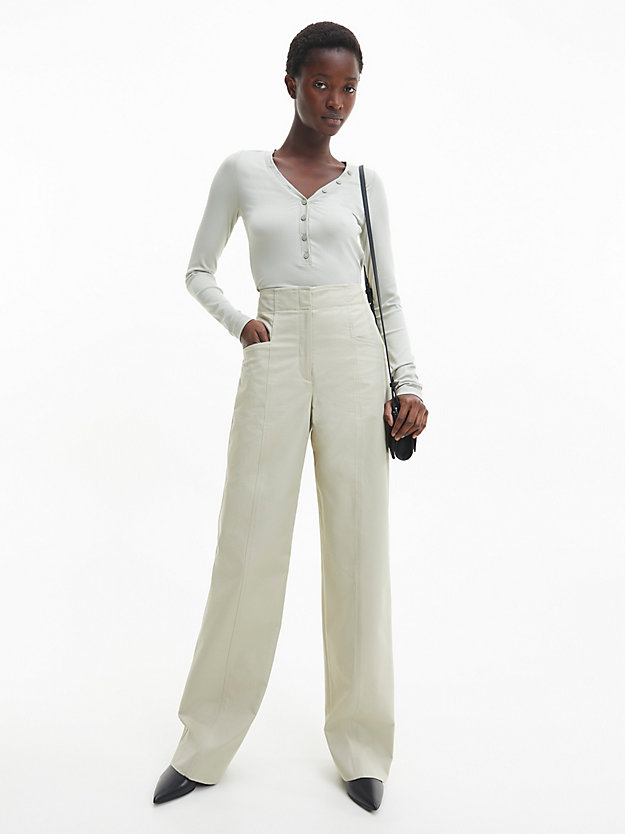 moss gray straight recycled twill trousers for women calvin klein
