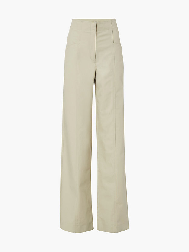 moss gray straight recycled twill trousers for women calvin klein
