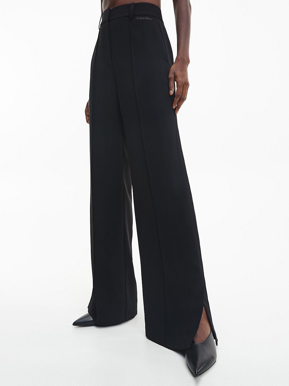 CK BLACK Wide Leg Twill Trousers undefined women Calvin Klein