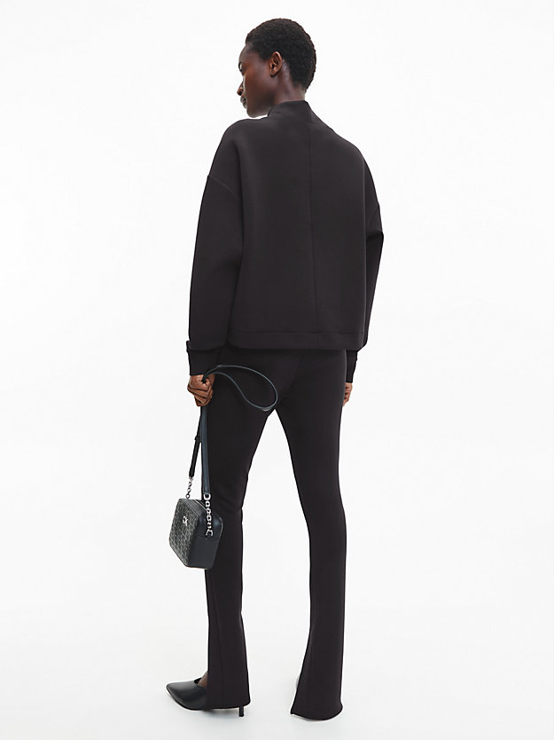 ck black relaxed high neck sweatshirt for women calvin klein