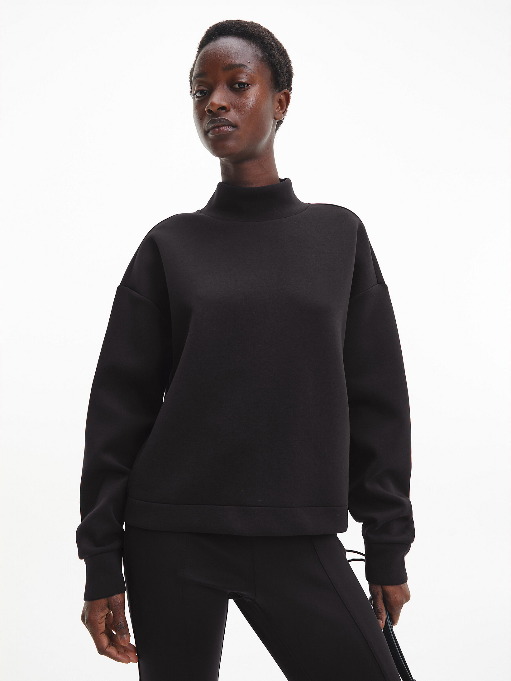 CK Black Lässiges Sweatshirt Mit Hohem Halsausschnitt undefined Damen Calvin Klein