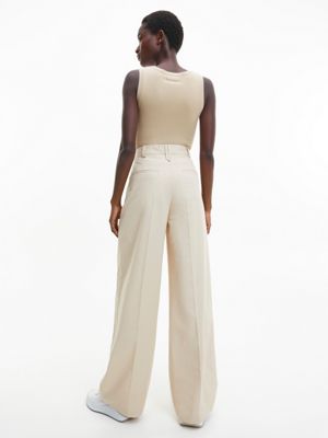 white clay schmales rippstrick-tanktop für damen - calvin klein