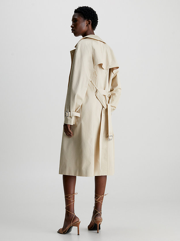 white clay twill trench coat for women calvin klein