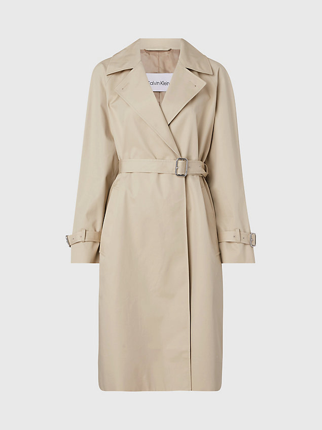 beige twill trench coat for women calvin klein