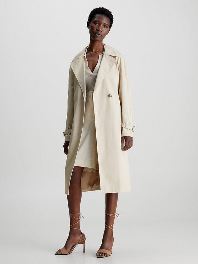 beige twill trench coat for women calvin klein