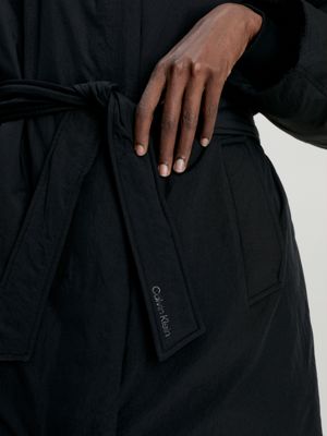 CK BLACK Gefütterter Mantel zum Wickeln aus recyceltem Nylon für Damen CALVIN KLEIN