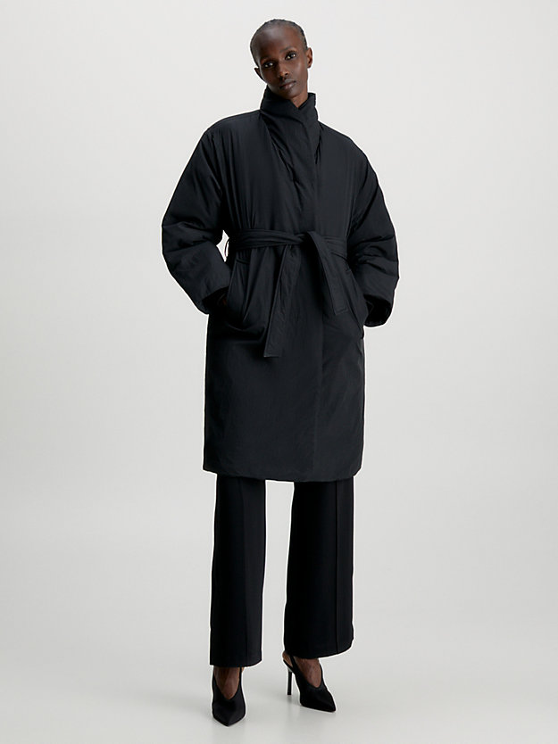 CK BLACK Recycled Nylon Padded Wrap Coat for women CALVIN KLEIN