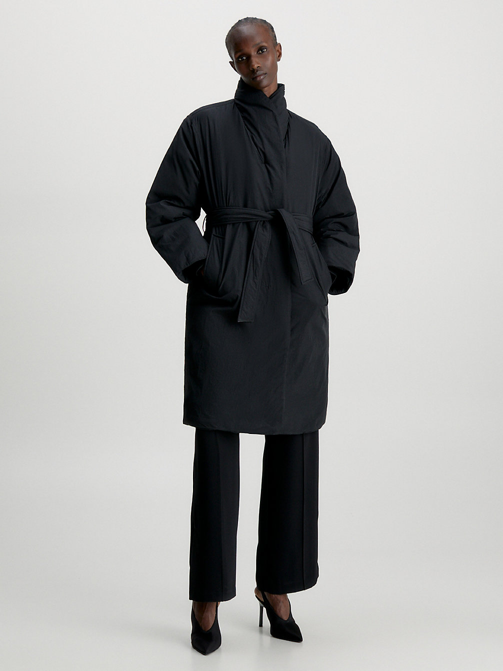 CK BLACK Recycled Nylon Padded Wrap Coat undefined women Calvin Klein