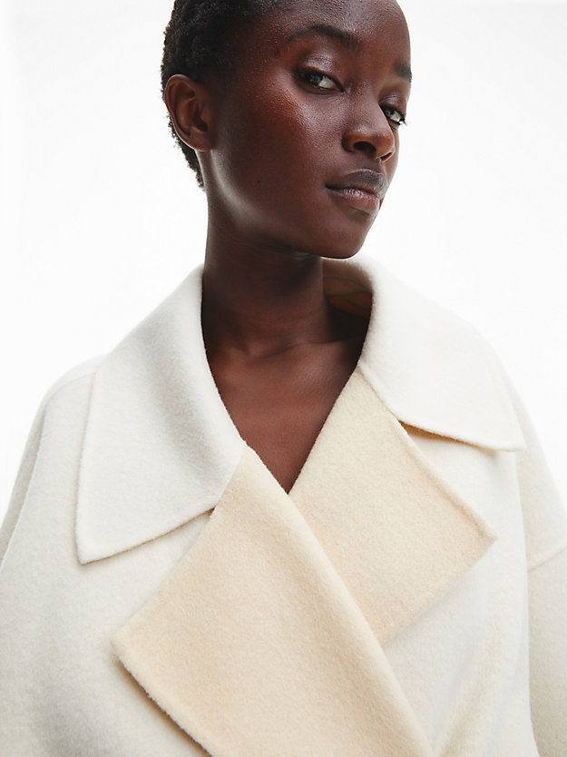 SEEDPEARL / WHITE CLAY Oversized Wool Wrap Coat for women CALVIN KLEIN