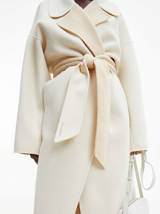 seedpearl / white clay oversized wool wrap coat for women calvin klein