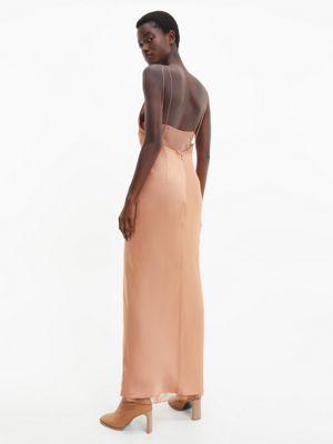 PALE TERRACOTTA Wąska wsuwana sukienka z warstwowego szyfonu dla Kobiety CALVIN KLEIN