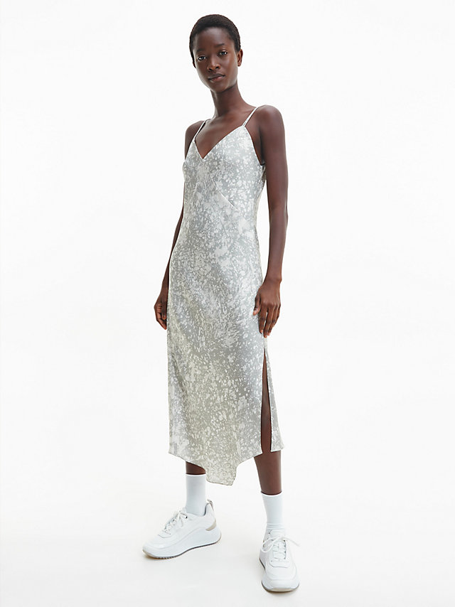Marble Print / Seneca Rock Slim Marble Print Slip Dress undefined women Calvin Klein