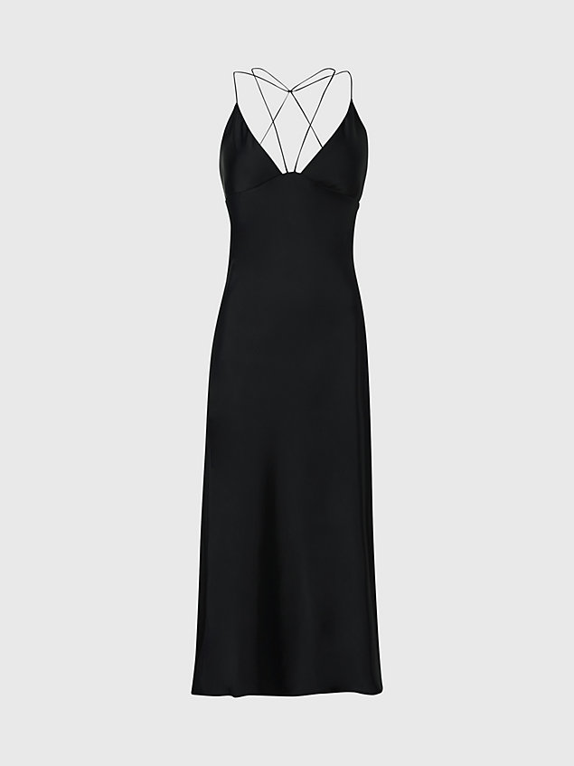 black slim jurk met spaghettibandjes en lage rug voor dames - calvin klein