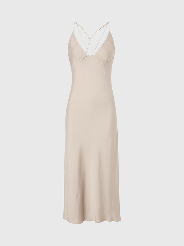 grey slim jurk met spaghettibandjes en lage rug voor dames - calvin klein