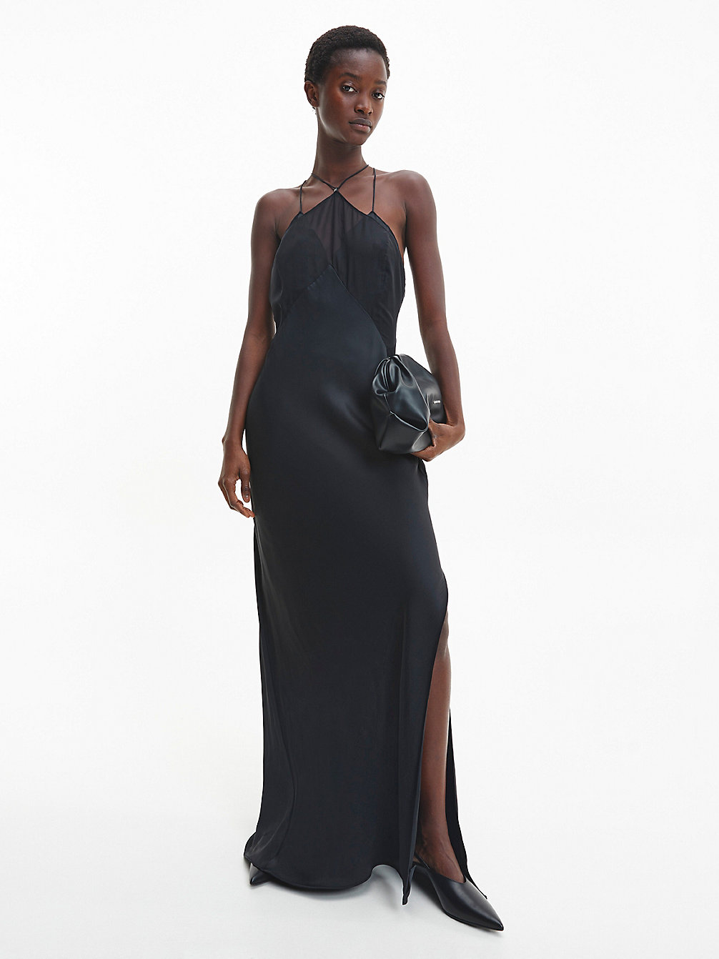CK BLACK Schmales Maxi-Slipkleid Aus Chiffon undefined Damen Calvin Klein