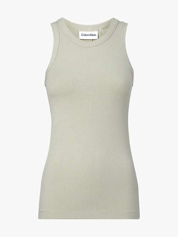 MOSS GRAY Skinny Ribbed Fitted Tank Top for women CALVIN KLEIN