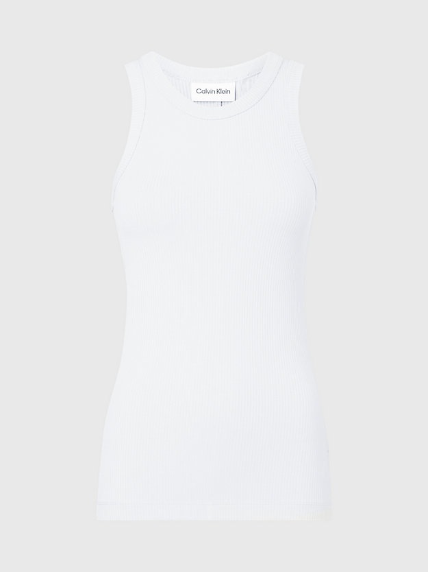 bright white skinny ribbed fitted tank top for women calvin klein