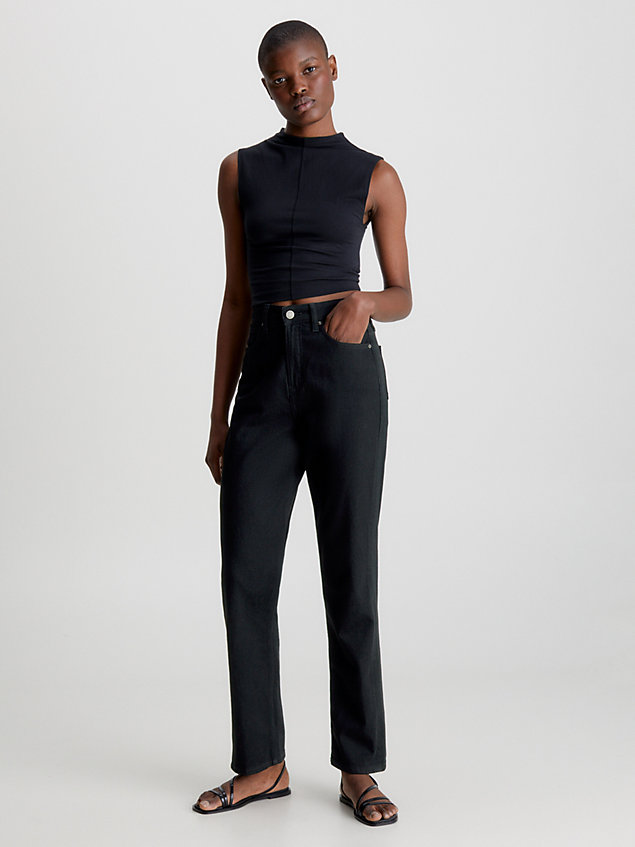 black high rise straight jeans voor dames - calvin klein