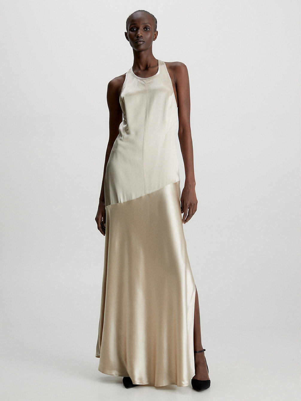 WHITE CLAY Racer Back Maxi Slip Dress undefined women Calvin Klein
