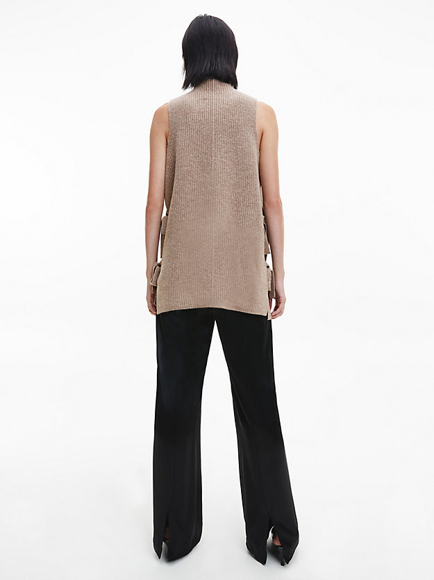 city taupe heather recycled wool tank top for women calvin klein