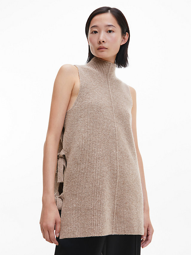 City Taupe Heather Recycled Wool Tank Top undefined women Calvin Klein