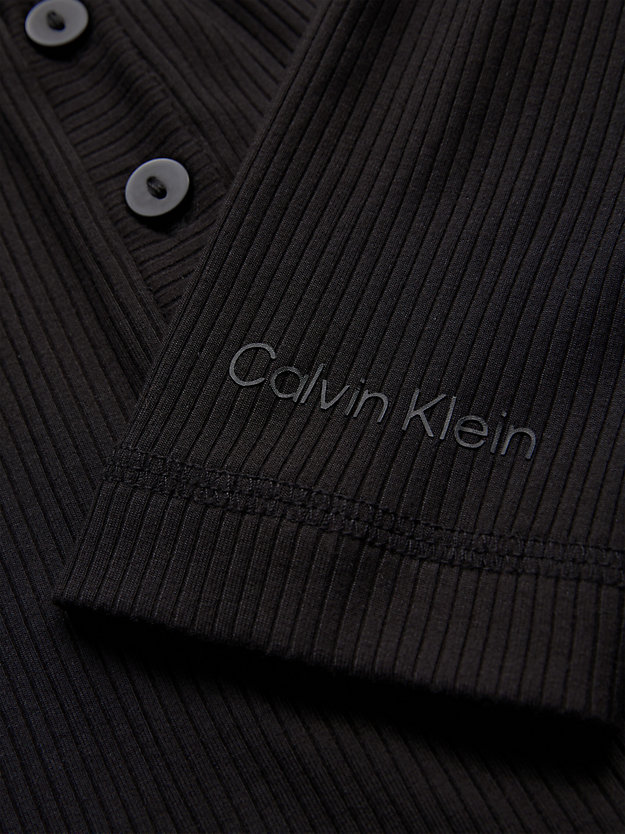 CK BLACK Camisa Henley de canalé de modal skinny de mujer CALVIN KLEIN