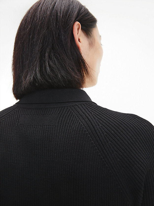 robe-chemise longueur midi slim côtelée ck black pour femmes calvin klein