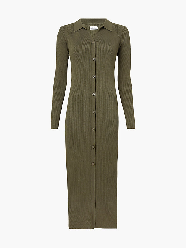 WILLOW GREEN Slim Ribbed Midi Shirt Dress for women CALVIN KLEIN