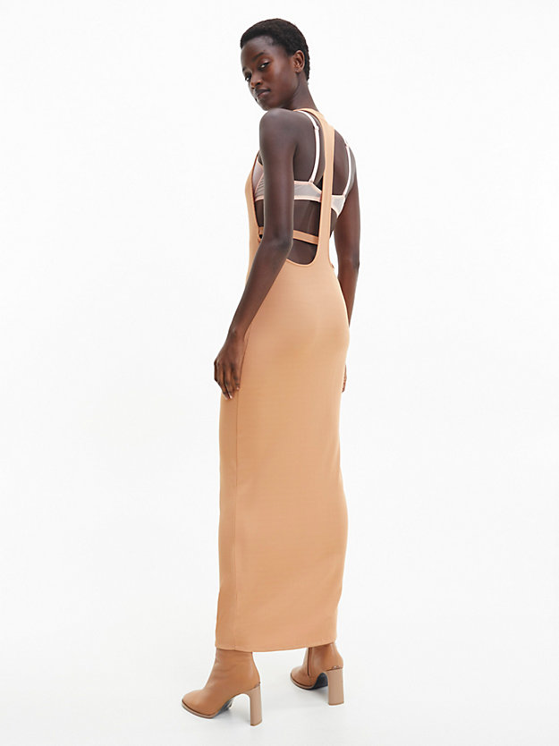 pale terracotta skinny sleeveless bodycon dress for women calvin klein