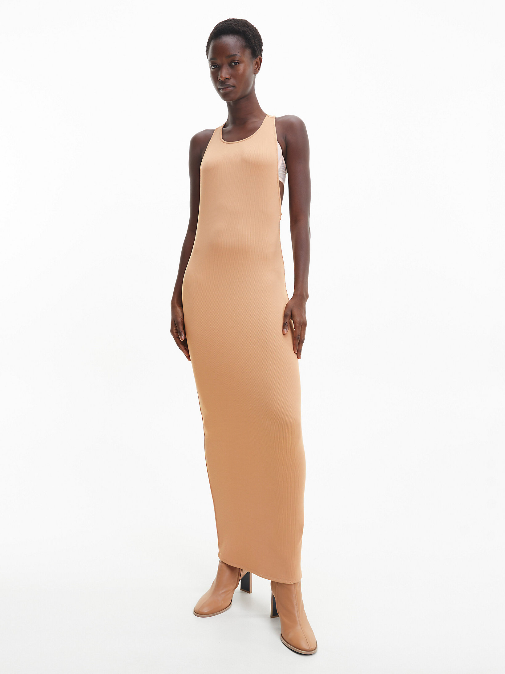 Pale Terracotta Robe Moulante Skinny Sans Manches undefined femmes Calvin Klein