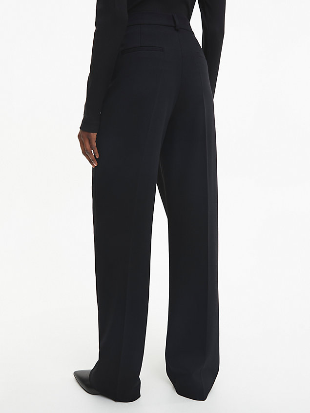 black wool twill pleated trousers for women calvin klein
