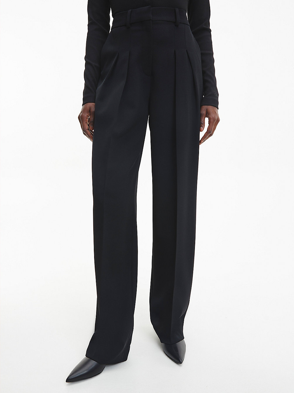 CK BLACK Pantalon Plissé En Sergé De Laine undefined femmes Calvin Klein