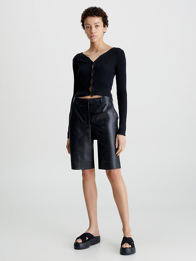 CK BLACK Leather Shorts for women CALVIN KLEIN