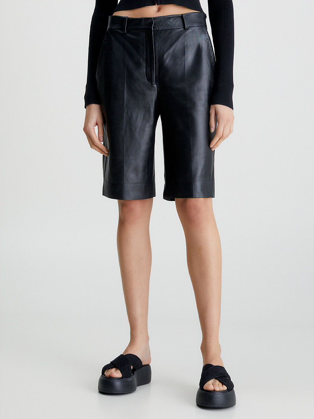 CK BLACK Pantaloncini Di Pelle undefined donna Calvin Klein