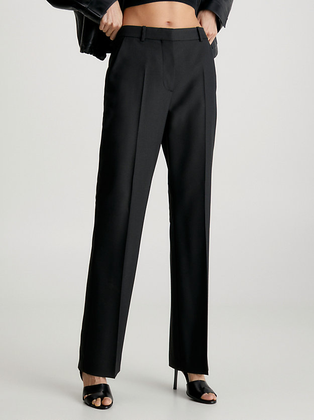 ck black slim straight trousers for women calvin klein