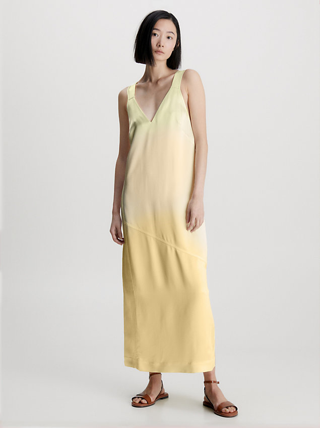 yellow slim midi slip dress for women calvin klein